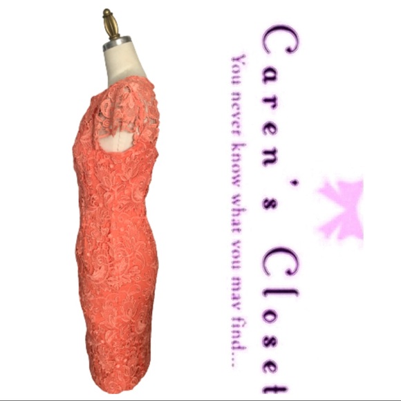 Vince Camuto  Peach Lace Party Cocktail Dress - Picture 6 of 9